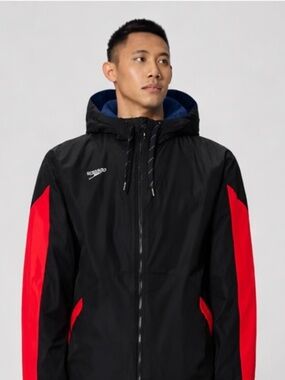 Speedo Parka, Black and Red (Navy Lining), Unisex Size Medium